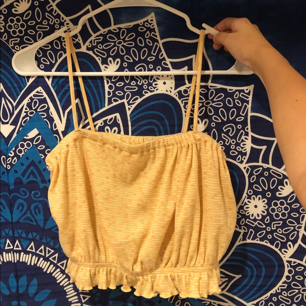 Cropped Yellow/Orange Ruffle Tank Top